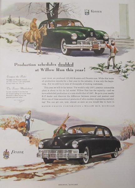 1948 black lawn jockey featured in Kaiser/Frazer car ad