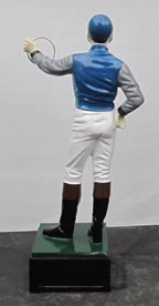 blue jockey statue