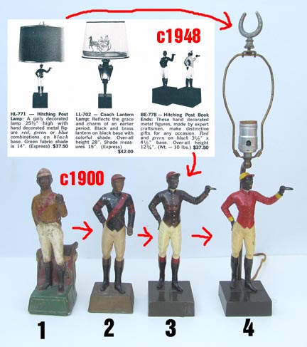 original chalkware and reproduction lead jockey figures