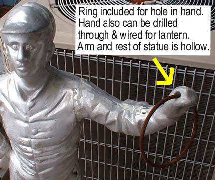 view of arm and ring of unfinished jockey statue