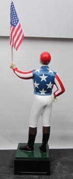 American flag standard bearer Jockey statues painted like US flag uncle sam patriotic statue trump 2020statue